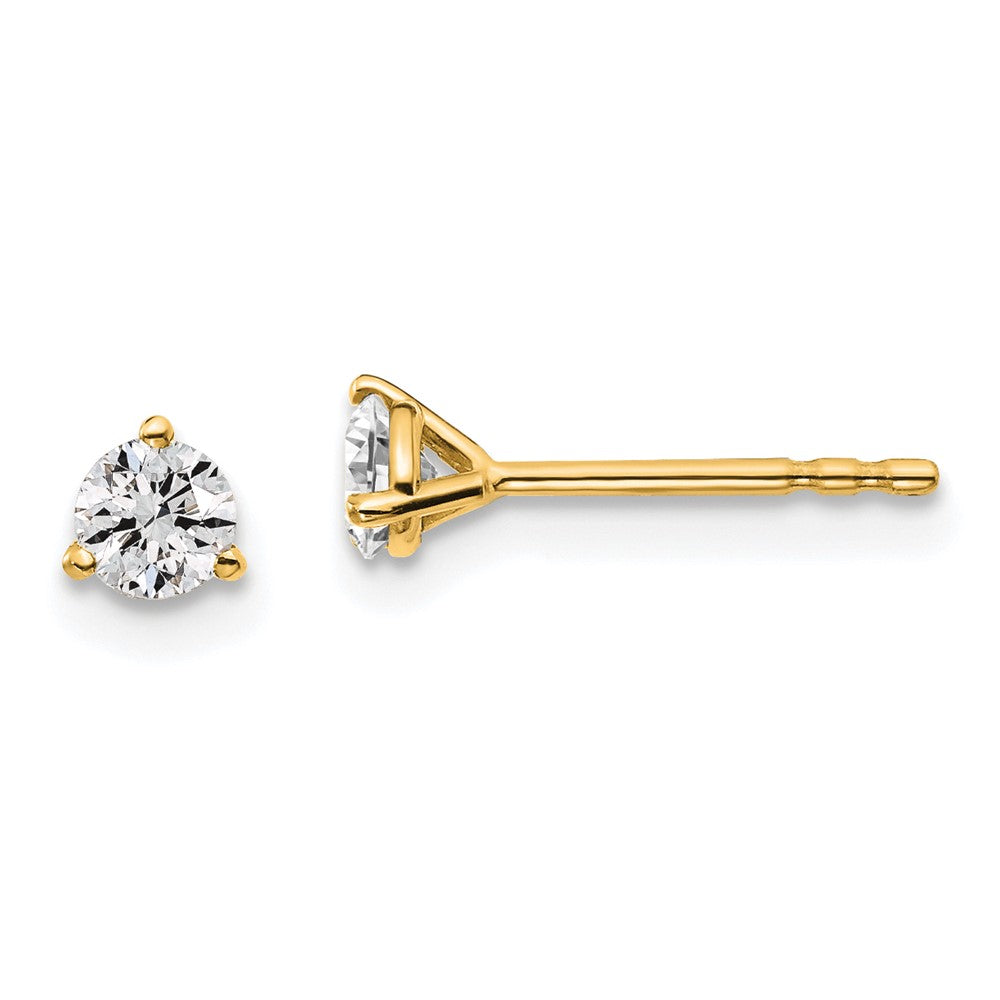 14k 1/3 carat total weight Round Certified VS/SI GH Lab Grown Diamond 3 Prong Stud Post Earrings