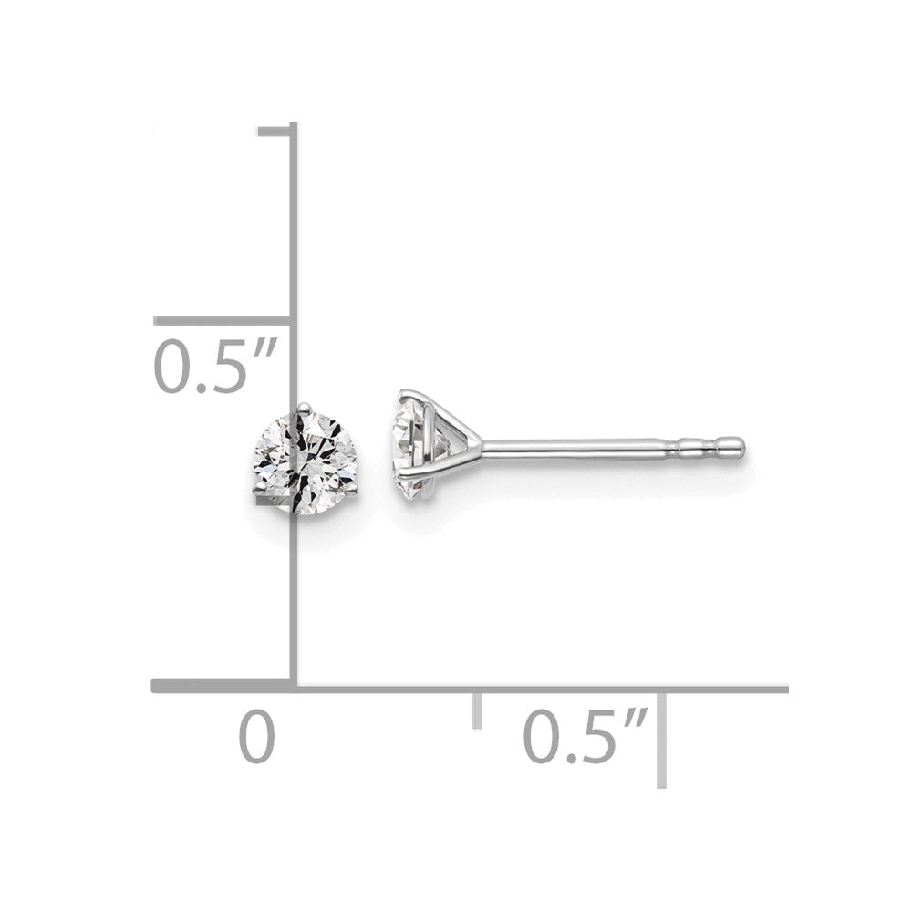 14k White Gold 3/8 carat total weight Round VS/SI GH Lab Grown Diamond 3 Prong Stud Post Earrings