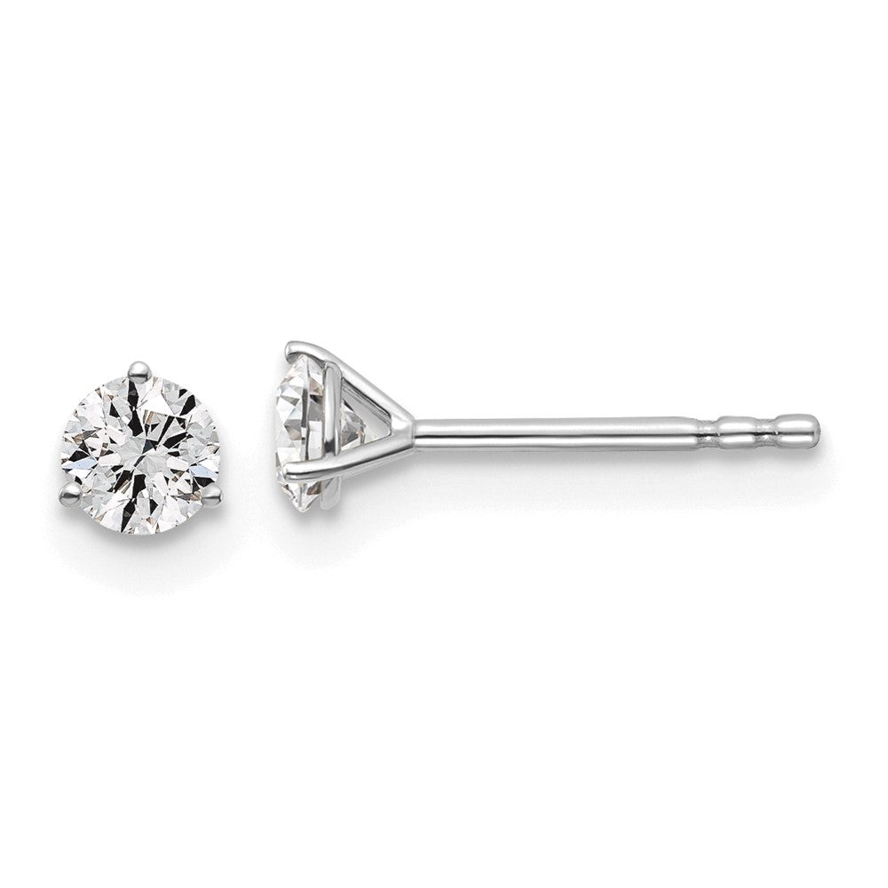 14k White Gold 3/8 carat total weight Round VS/SI GH Lab Grown Diamond 3 Prong Stud Post Earrings