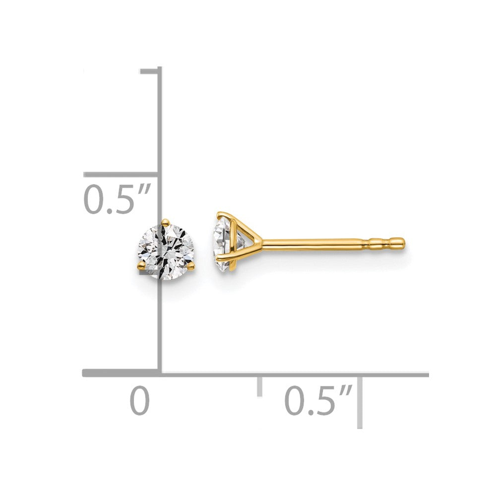 14k 3/8 carat total weight Round VS/SI GH Lab Grown Diamond 3 Prong Stud Post Earrings