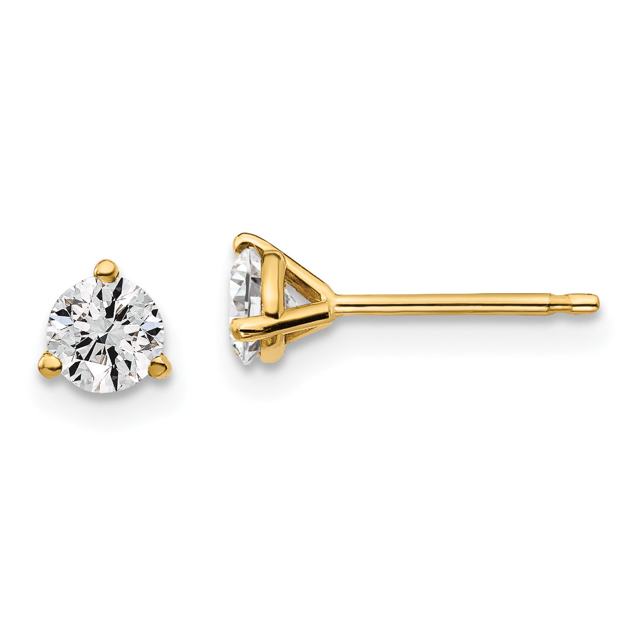 14k 1/2 carat total weight Round VS/SI DEF Lab Grown Diamond 3 Prong Stud Post Earrings