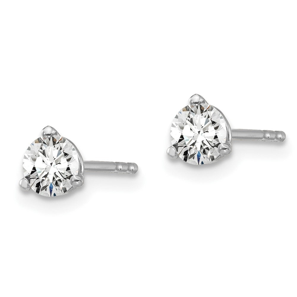 14k White Gold 1/2 carat total weight Round Certified VS/SI GH Lab Grown Diamond 3 Prong Stud Post Earrings