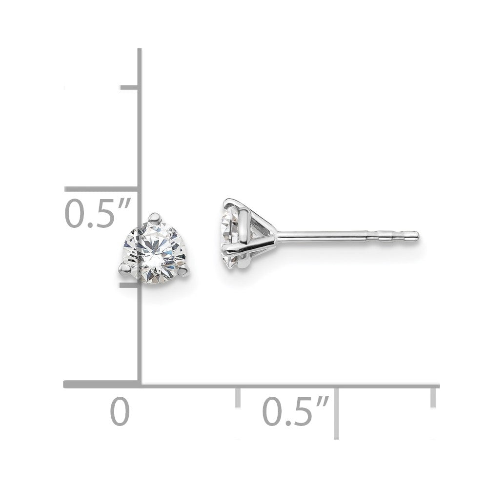 14k White Gold 1/2 carat total weight Round Certified VS/SI GH Lab Grown Diamond 3 Prong Stud Post Earrings