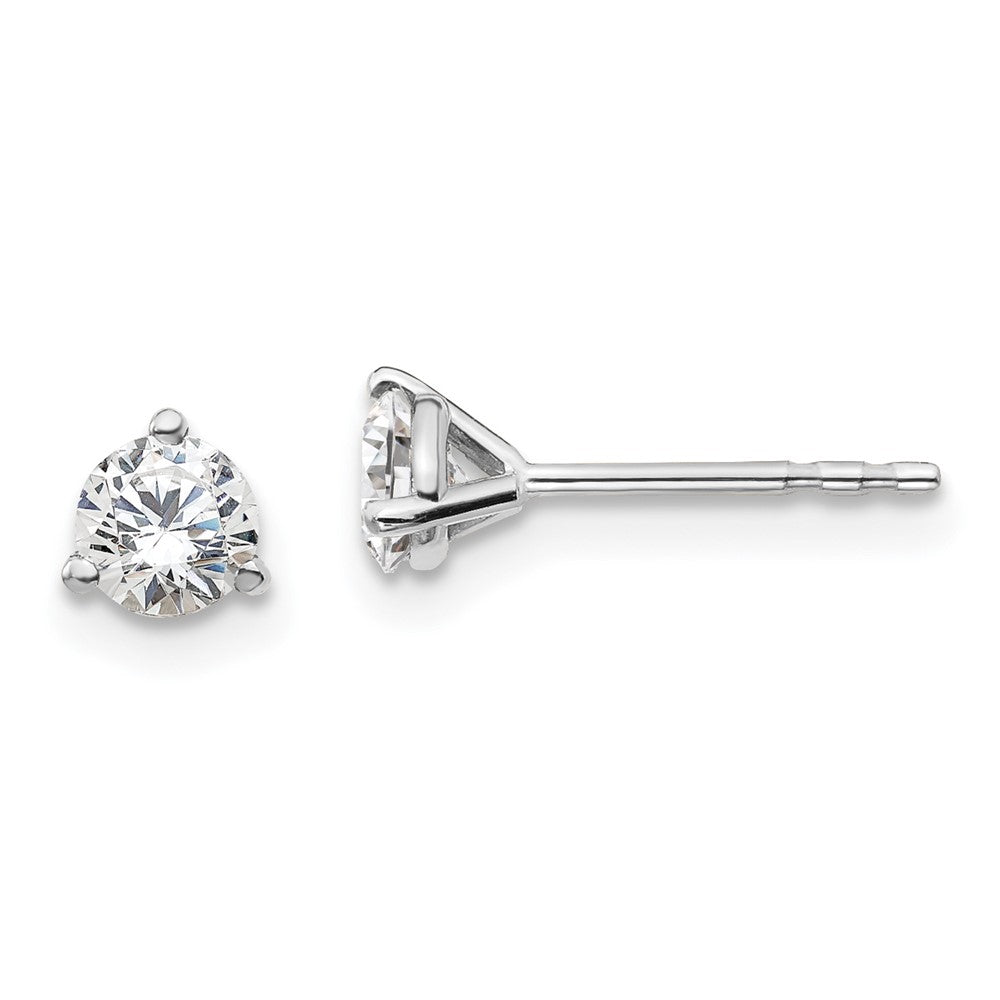 14k White Gold 1/2 carat total weight Round Certified VS/SI GH Lab Grown Diamond 3 Prong Stud Post Earrings