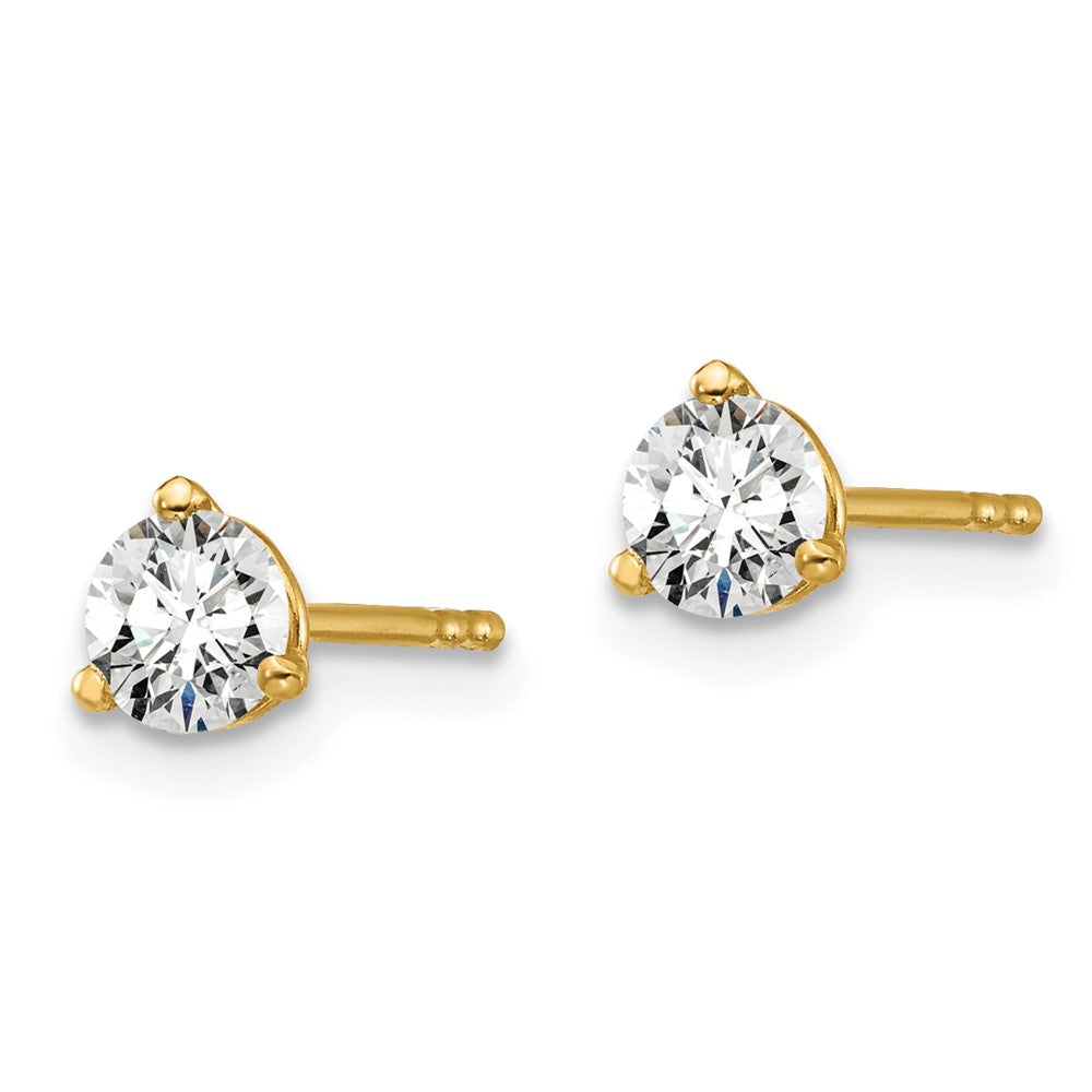 14k 1/2 carat total weight Round Certified VS/SI GH Lab Grown Diamond 3 Prong Stud Post Earrings