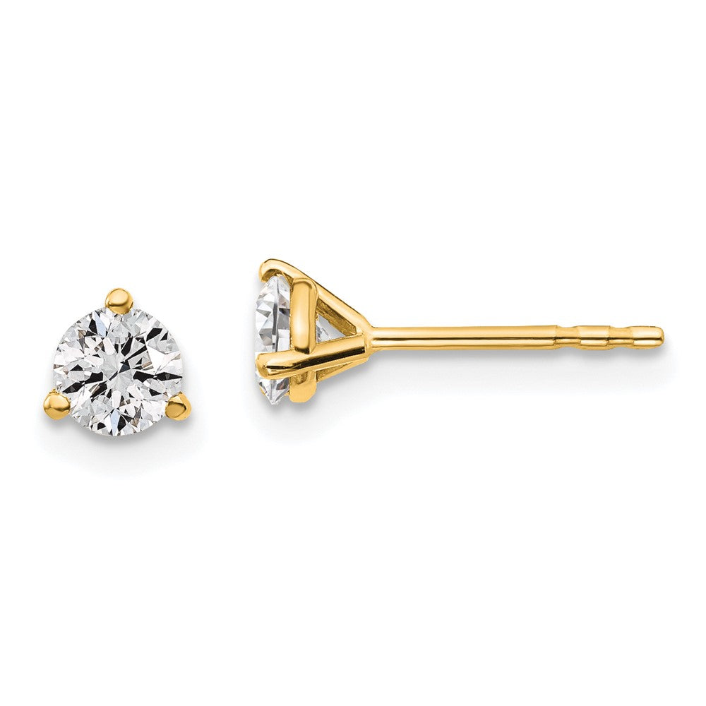 14k 1/2 carat total weight Round Certified VS/SI GH Lab Grown Diamond 3 Prong Stud Post Earrings