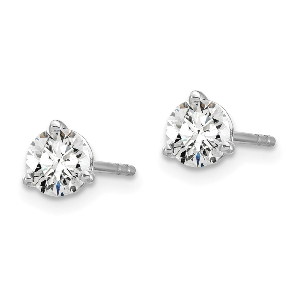 14k White Gold 2/3 carat total weight Round VS/SI DEF Lab Grown Diamond 3 Prong Stud Post Earrings