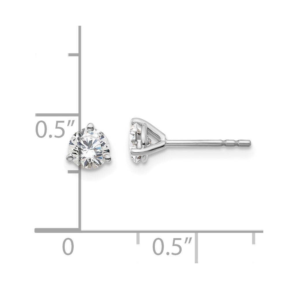 14k White Gold 2/3 carat total weight Round VS/SI DEF Lab Grown Diamond 3 Prong Stud Post Earrings