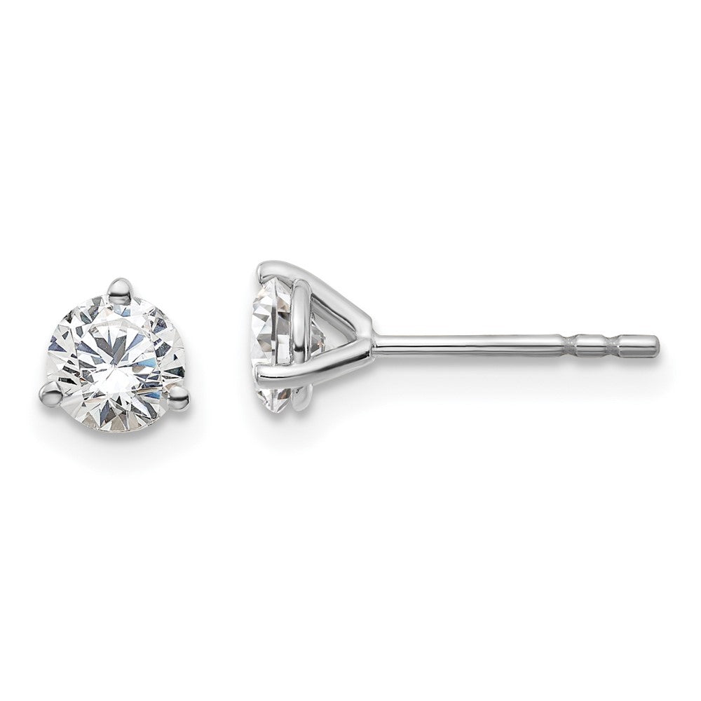 14k White Gold 2/3 carat total weight Round VS/SI DEF Lab Grown Diamond 3 Prong Stud Post Earrings