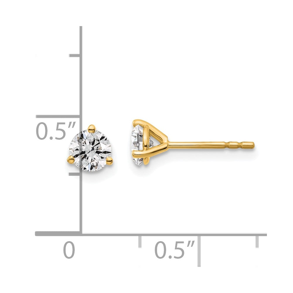 14k 2/3 carat total weight Round VS/SI GH Lab Grown Diamond 3 Prong Stud Post Earrings