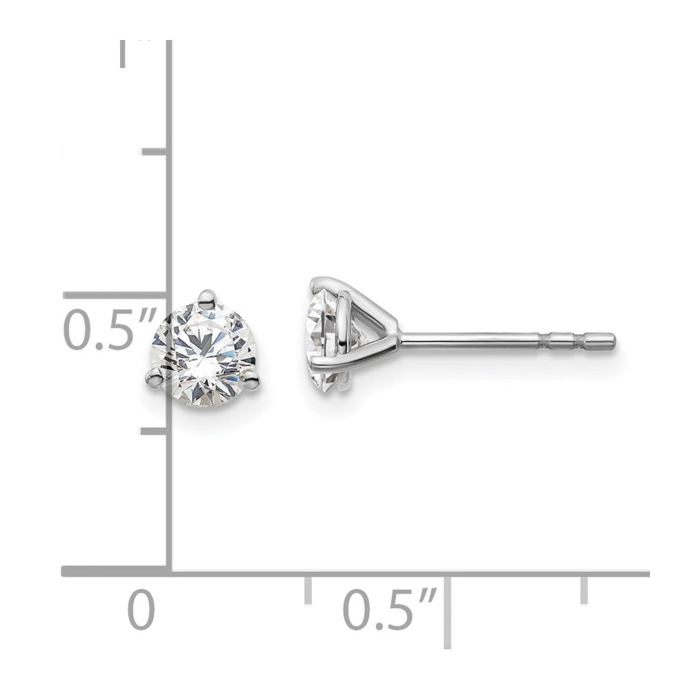 14k White Gold 3/4 carat total weight Round VS/SI DEF Lab Grown Diamond 3 Prong Stud Post Earrings