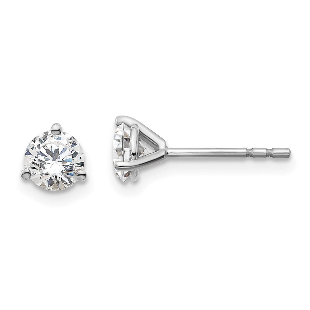 14k White Gold 3/4 carat total weight Round VS/SI DEF Lab Grown Diamond 3 Prong Stud Post Earrings