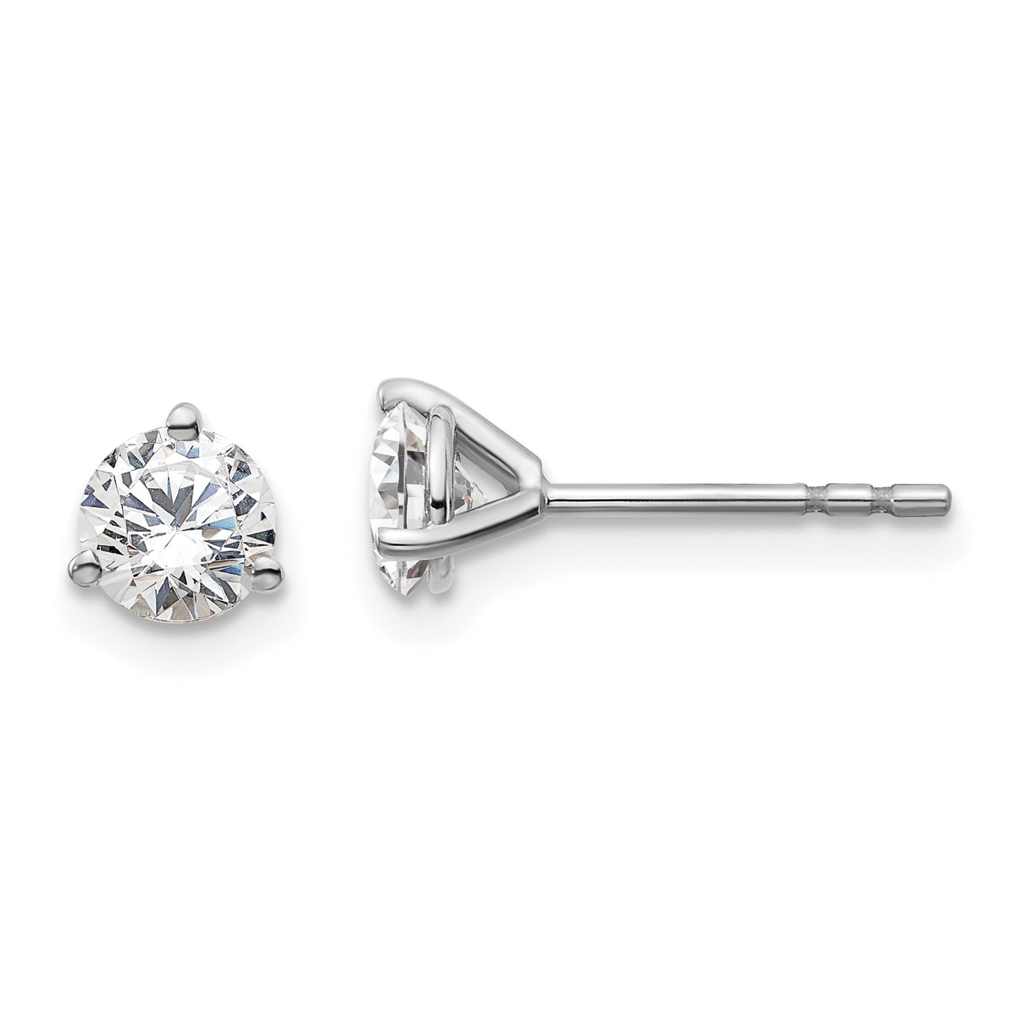 14k White Gold 3/4 carat total weight Round Certified VS/SI DEF Lab Grown Diamond 3 Prong Stud Post Earrings