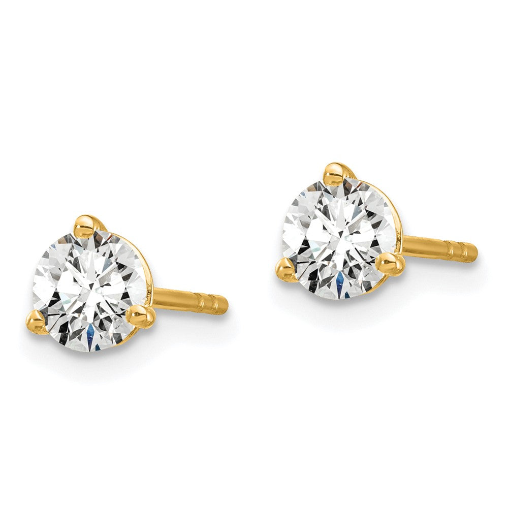 14k 3/4 carat total weight Round Certified VS/SI DEF Lab Grown Diamond 3 Prong Stud Post Earrings