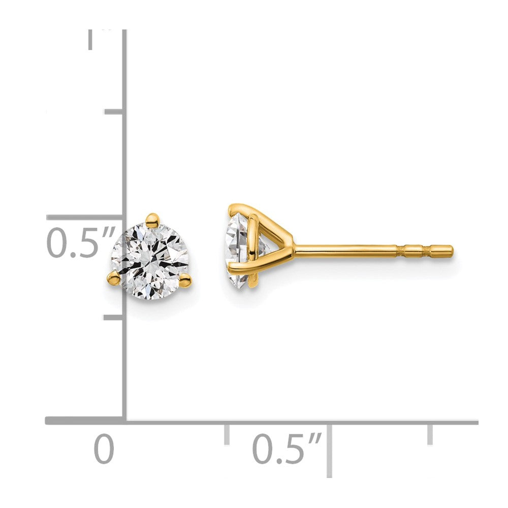 14k 3/4 carat total weight Round Certified VS/SI DEF Lab Grown Diamond 3 Prong Stud Post Earrings