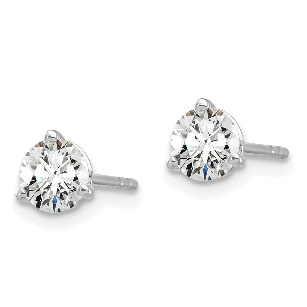 14k White Gold 7/8 carat total weight Round VS/SI GH Lab Grown Diamond 3 Prong Stud Post Earrings