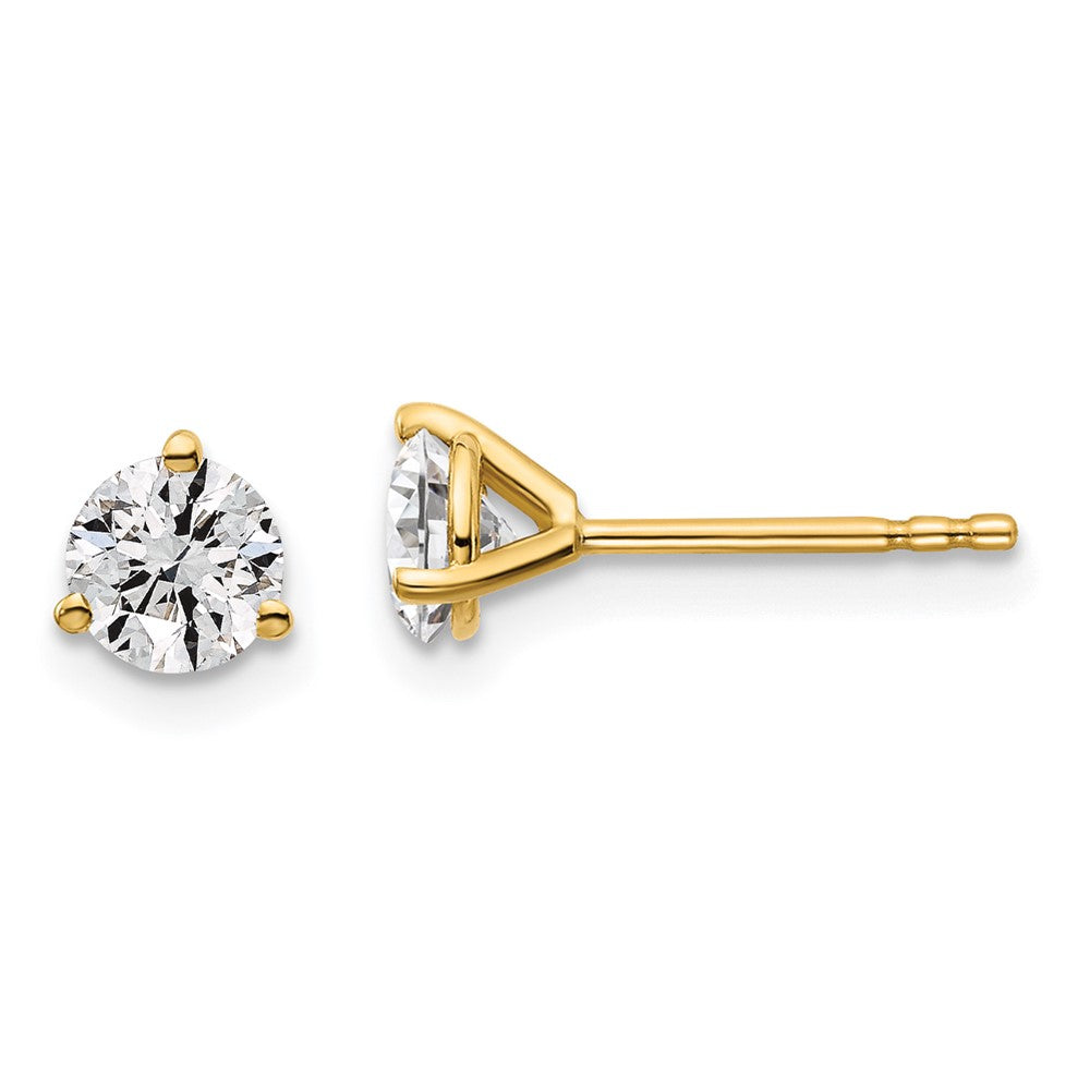 14k 7/8 carat total weight Round VS/SI DEF Lab Grown Diamond 3 Prong Stud Post Earrings