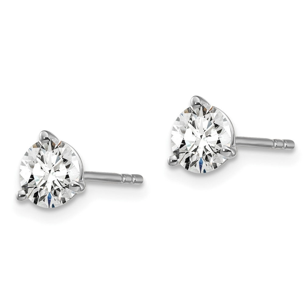 14k White Gold 1 carat total weight Round Certified VS/SI GH Lab Grown Diamond 3 Prong Stud Post Earrings