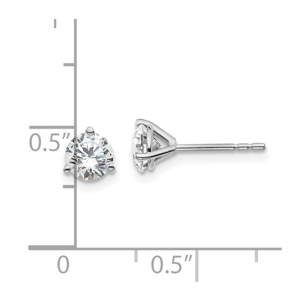 14k White Gold 1 carat total weight Round Certified VS/SI GH Lab Grown Diamond 3 Prong Stud Post Earrings