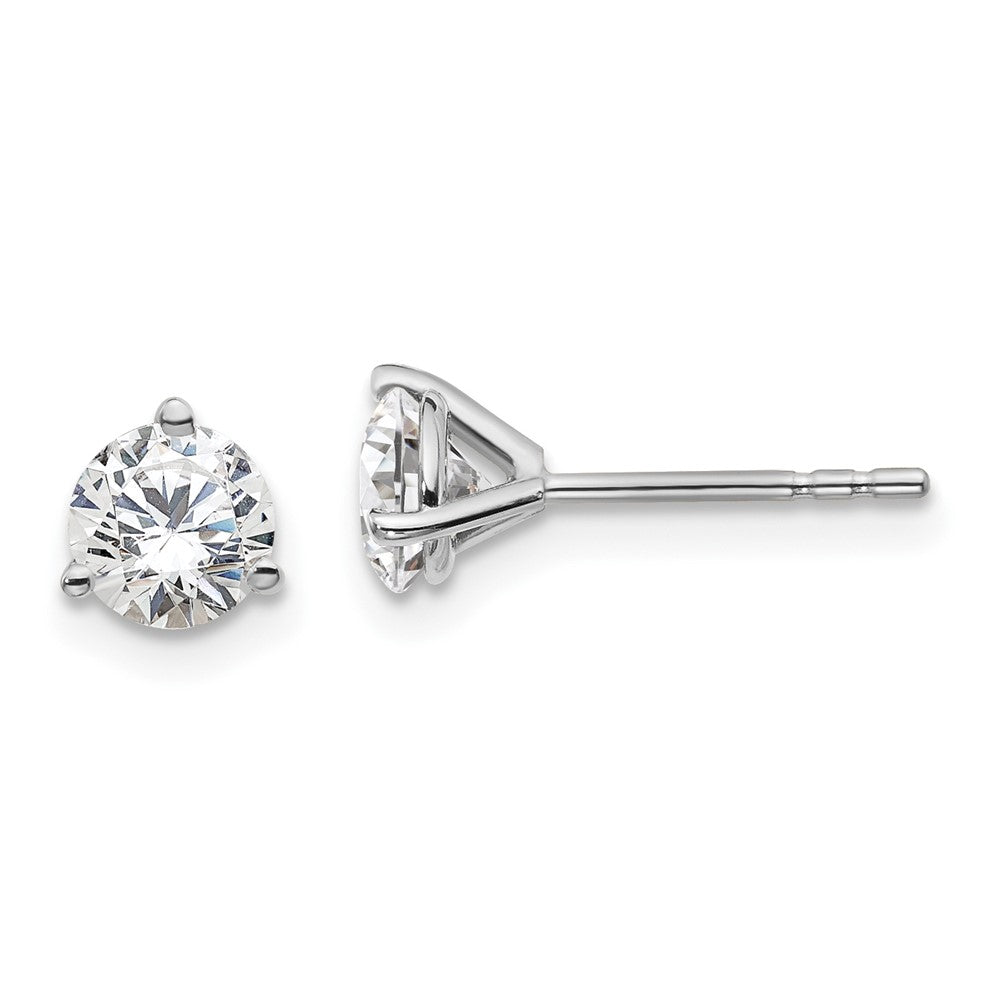 14k White Gold 1 carat total weight Round Certified VS/SI GH Lab Grown Diamond 3 Prong Stud Post Earrings