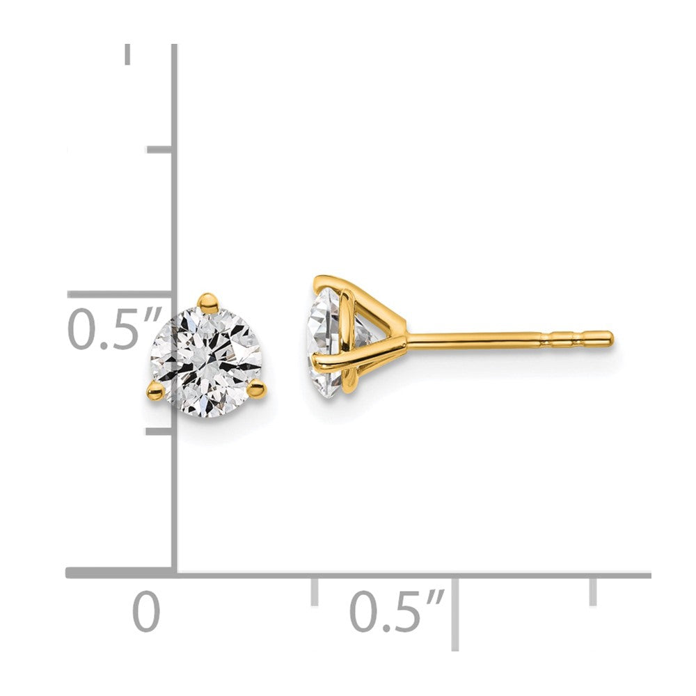 14k 1 carat total weight Round VS/SI DEF Lab Grown Diamond 3 Prong Stud Post Earrings