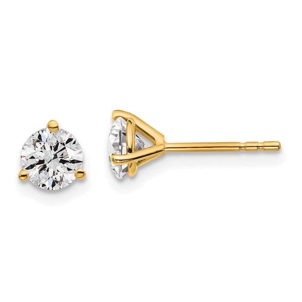 14k 1 carat total weight Round VS/SI DEF Lab Grown Diamond 3 Prong Stud Post Earrings