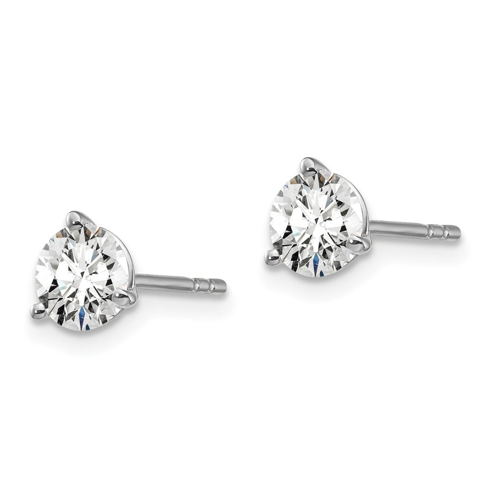 14k White Gold 1 1/4 carat total weight Round VS/SI GH Lab Grown Diamond 3 Prong Stud Post Earrings