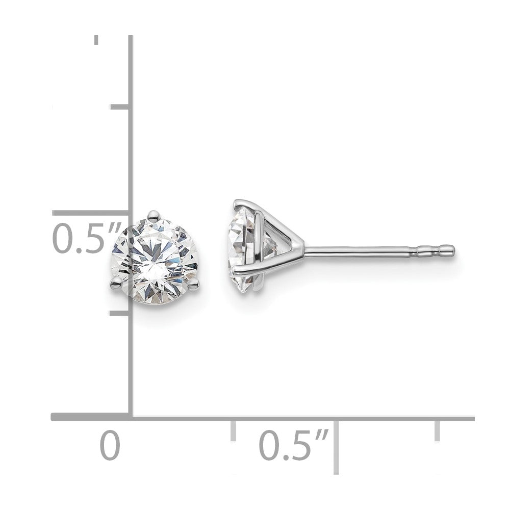 14k White Gold 1 1/4 carat total weight Round VS/SI GH Lab Grown Diamond 3 Prong Stud Post Earrings