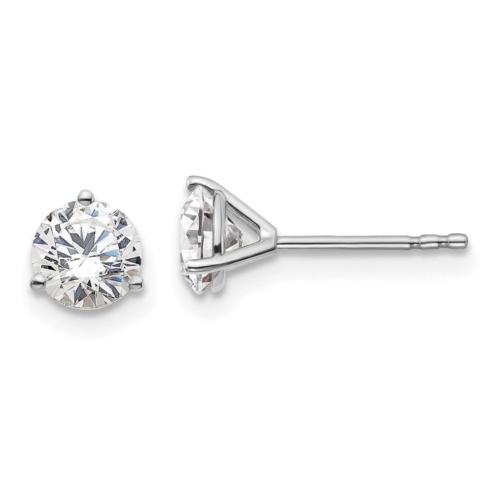 14k White Gold 1 1/4 carat total weight Round VS/SI GH Lab Grown Diamond 3 Prong Stud Post Earrings