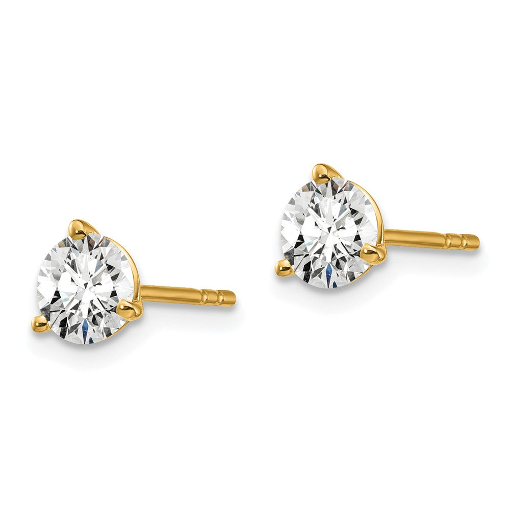 14k 1 1/4 carat total weight Round VS/SI GH Lab Grown Diamond 3 Prong Stud Post Earrings