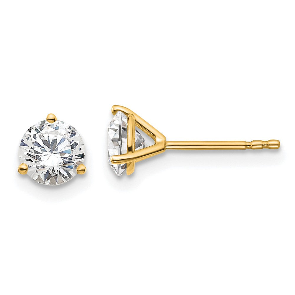 14k 1 1/4 carat total weight Round VS/SI GH Lab Grown Diamond 3 Prong Stud Post Earrings