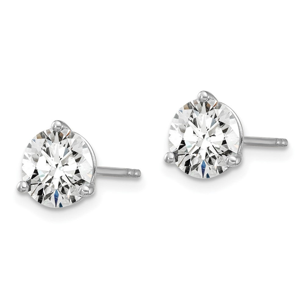 14k White Gold 1 3/8 carat total weight Round VS/SI DEF Lab Grown Diamond 3 Prong Stud Post Earrings