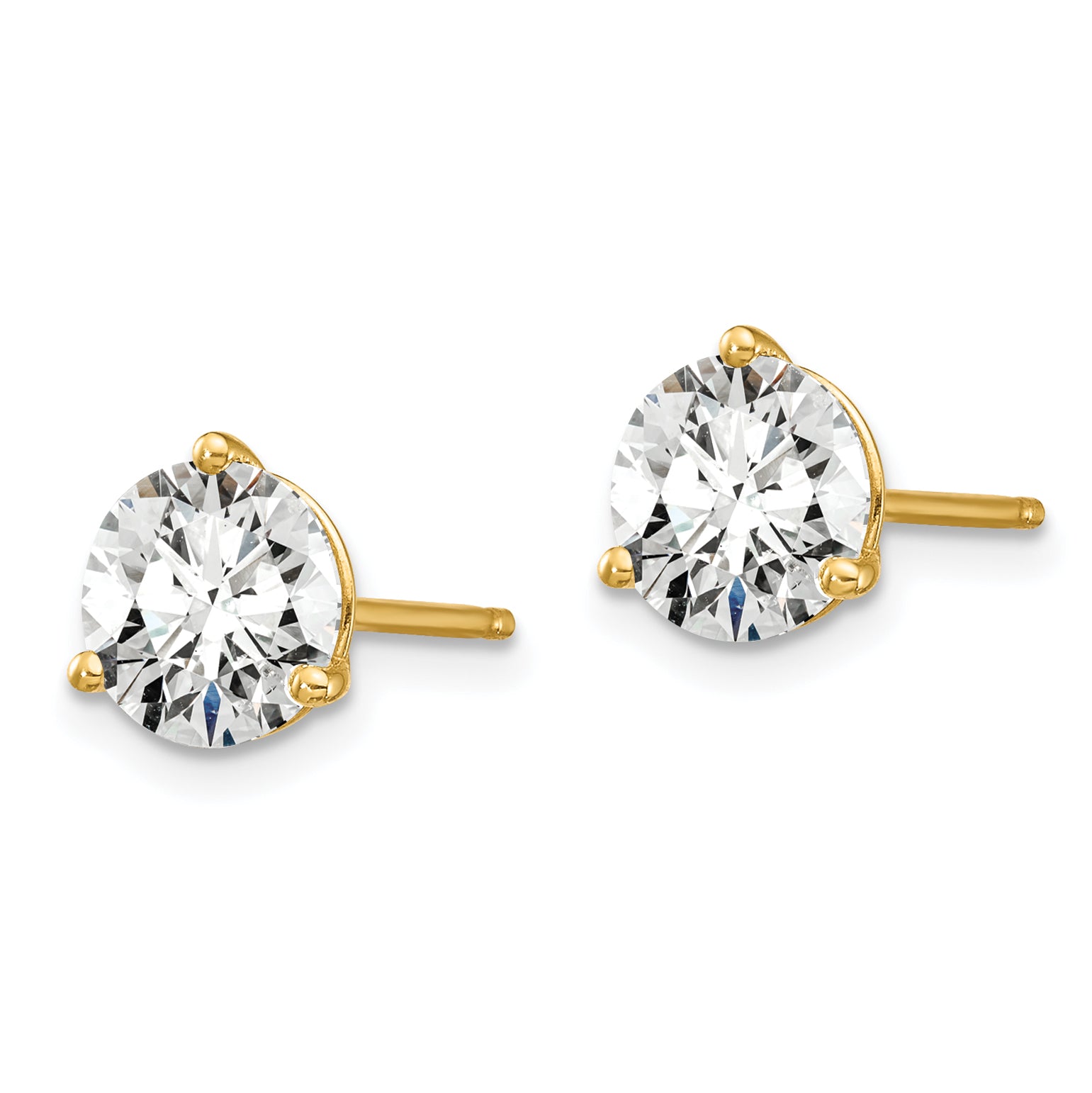 14k 1 3/8 carat total weight Round VS/SI GH Lab Grown Diamond 3 Prong Stud Post Earrings