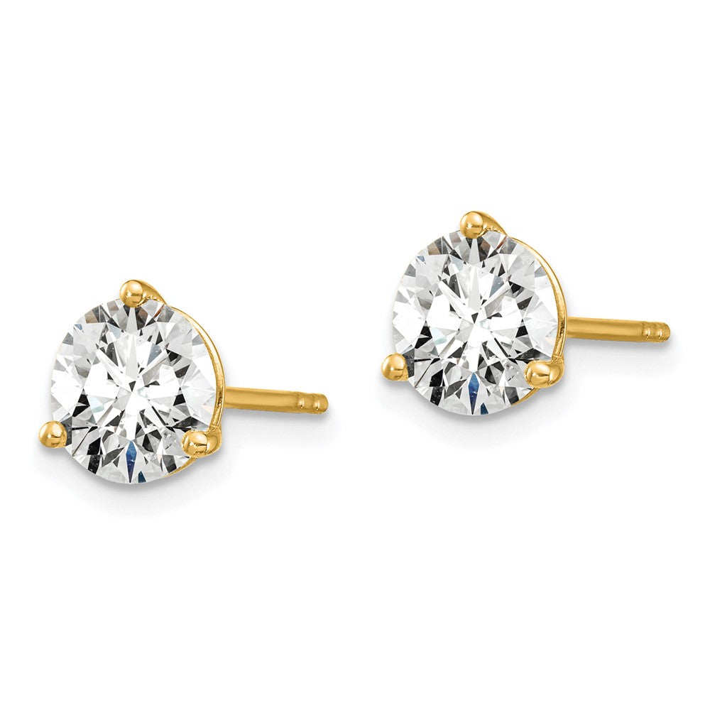 14k 1 1/2 carat total weight Round Certified VS/SI GH Lab Grown Diamond 3 Prong Stud Post Earrings