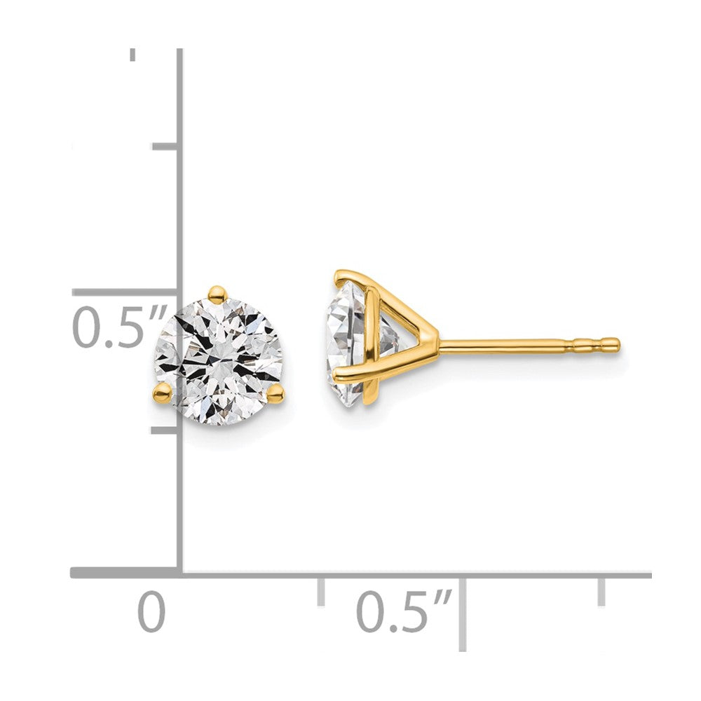 14k 1 1/2 carat total weight Round Certified VS/SI GH Lab Grown Diamond 3 Prong Stud Post Earrings