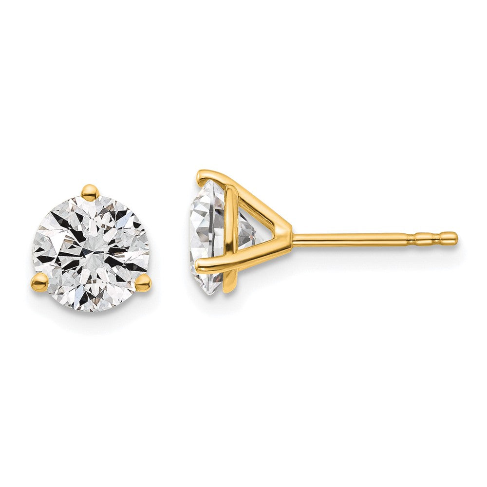 14k 1 1/2 carat total weight Round Certified VS/SI GH Lab Grown Diamond 3 Prong Stud Post Earrings