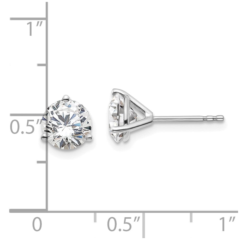 14k White Gold 2 carat total weight Round Certified VS/SI GH Lab Grown Diamond 3 Prong Stud Post Earrings