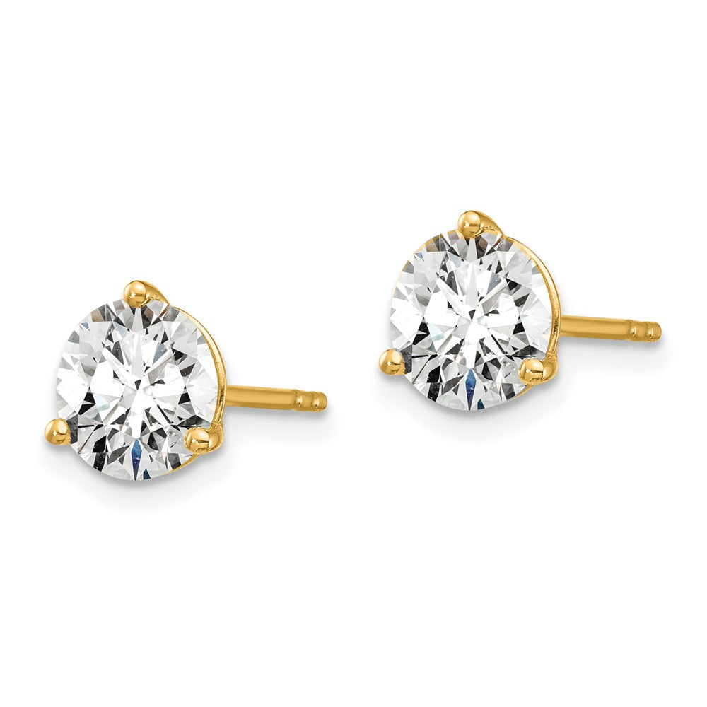 14k 2 carat total weight Round VS/SI GH Lab Grown Diamond 3 Prong Stud Post Earrings