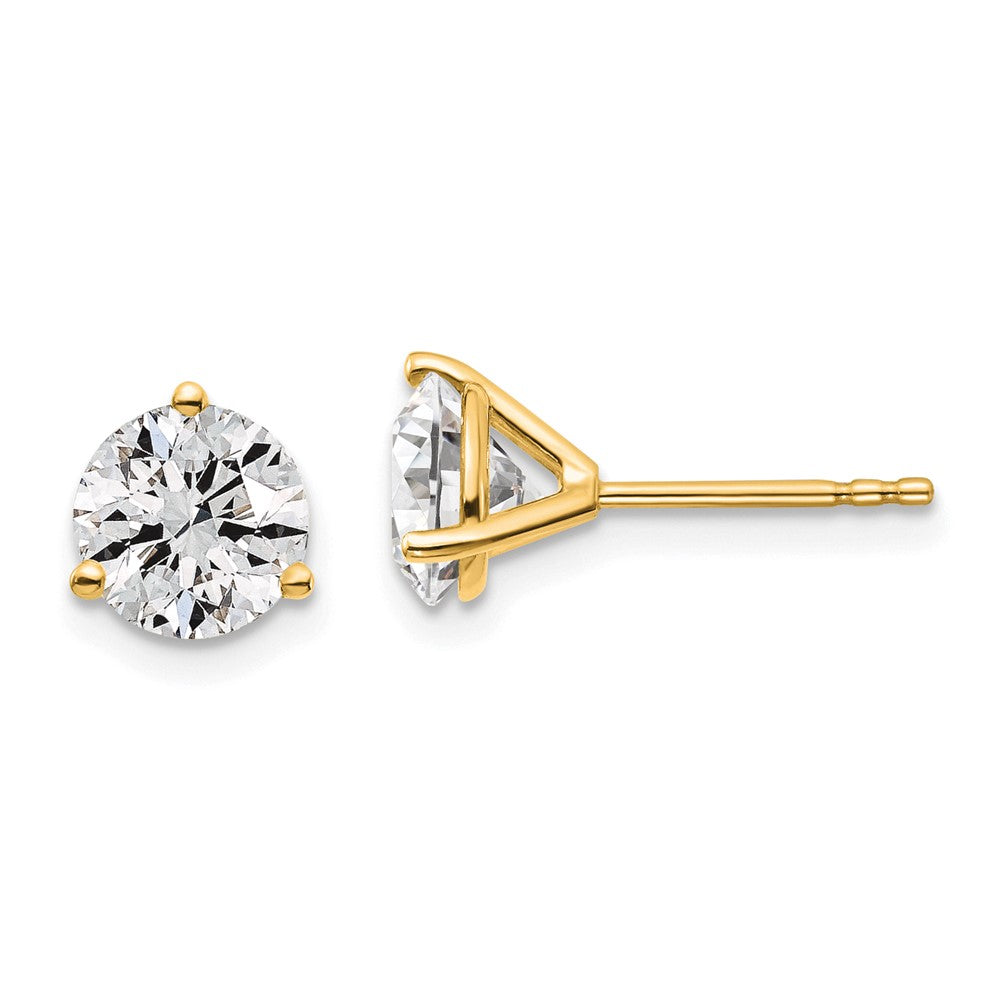 14k 2 carat total weight Round VS/SI GH Lab Grown Diamond 3 Prong Stud Post Earrings