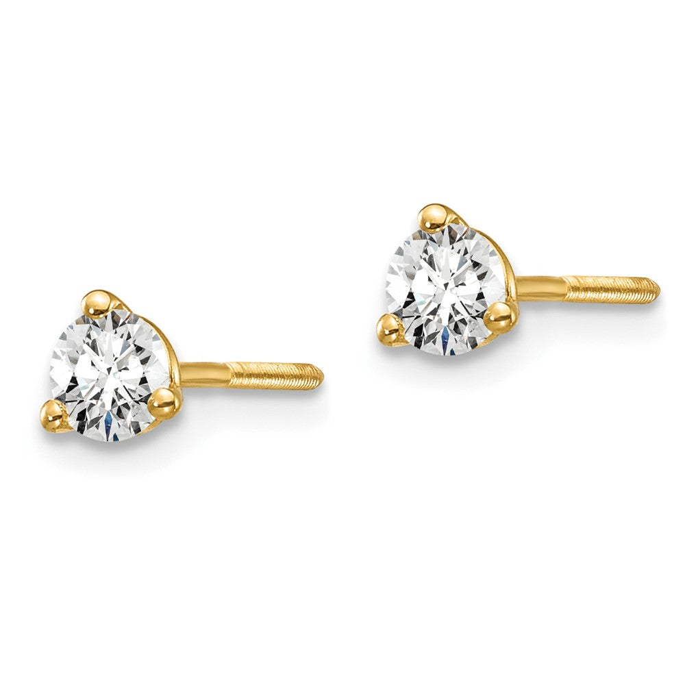 14k 1/3 carat total weight Round VS/SI GH Lab Grown Diamond Screw Back 3 Prong Stud Post Earrings