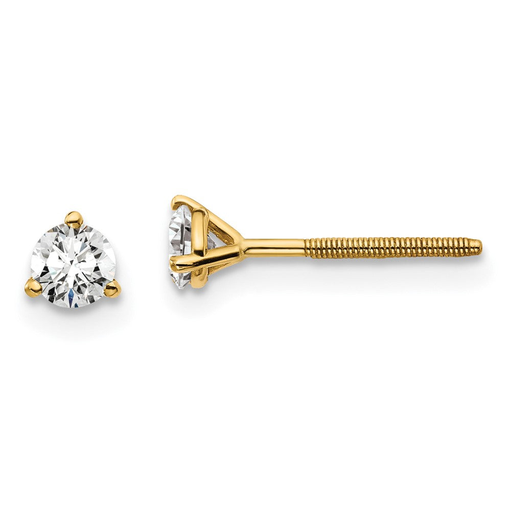 14k 1/3 carat total weight Round VS/SI GH Lab Grown Diamond Screw Back 3 Prong Stud Post Earrings