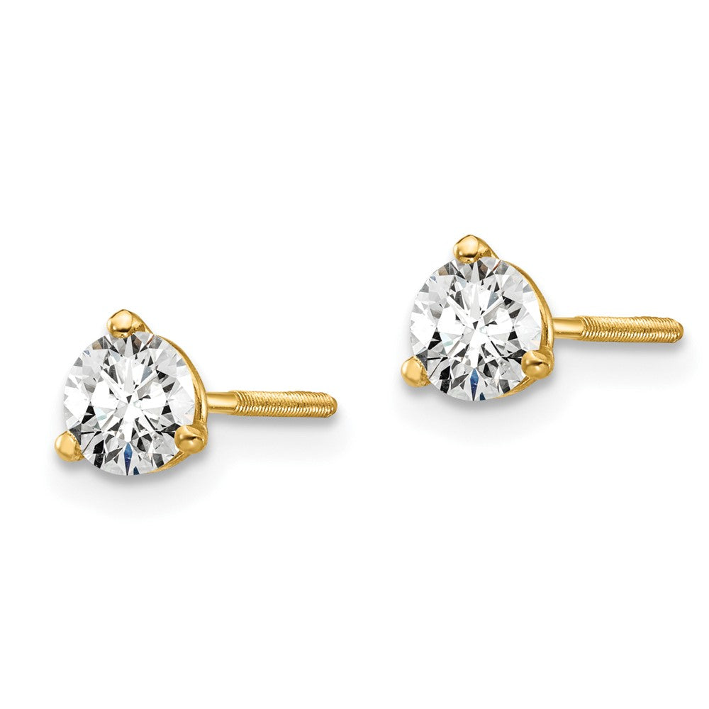 14k 1/2 carat total weight Round Certified VS/SI GH Lab Grown Diamond Screw Back 3 Prong Stud Post Earrings