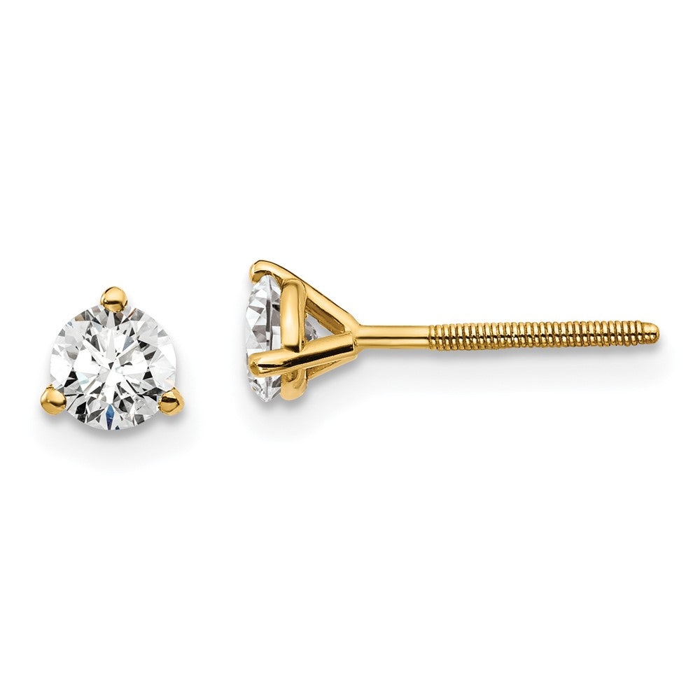 14k 1/2 carat total weight Round VS/SI GH Lab Grown Diamond Screw Back 3 Prong Stud Post Earrings