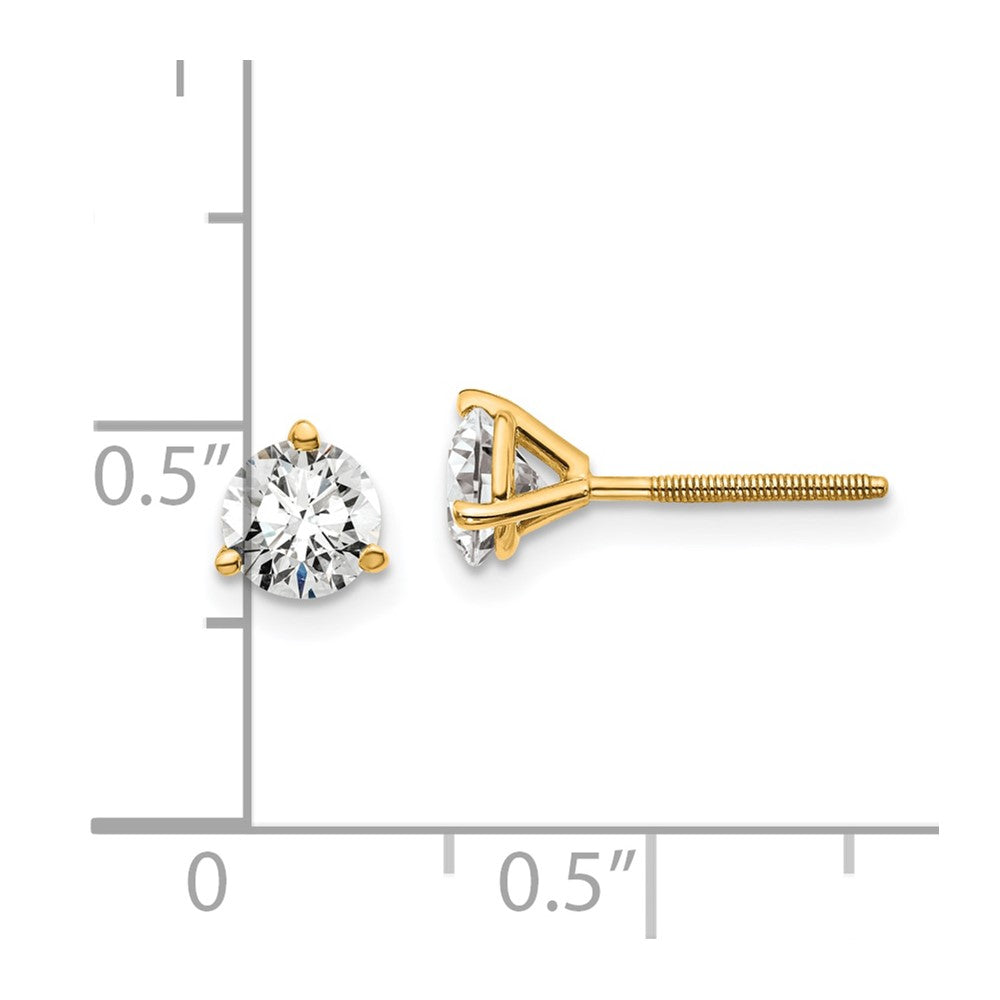 14k 1 carat total weight Round VS/SI DEF Lab Grown Diamond Screw Back 3 Prong Stud Post Earrings