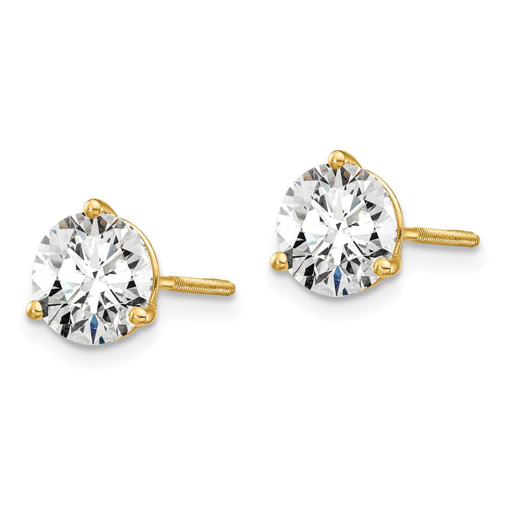 14k 1 1/2 carat total weight Round VS/SI GH Lab Grown Diamond Screw Back 3 Prong Stud Post Earrings