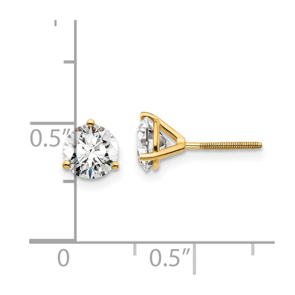 14k 1 1/2 carat total weight Round VS/SI DEF Lab Grown Diamond Screw Back 3 Prong Stud Post Earrings