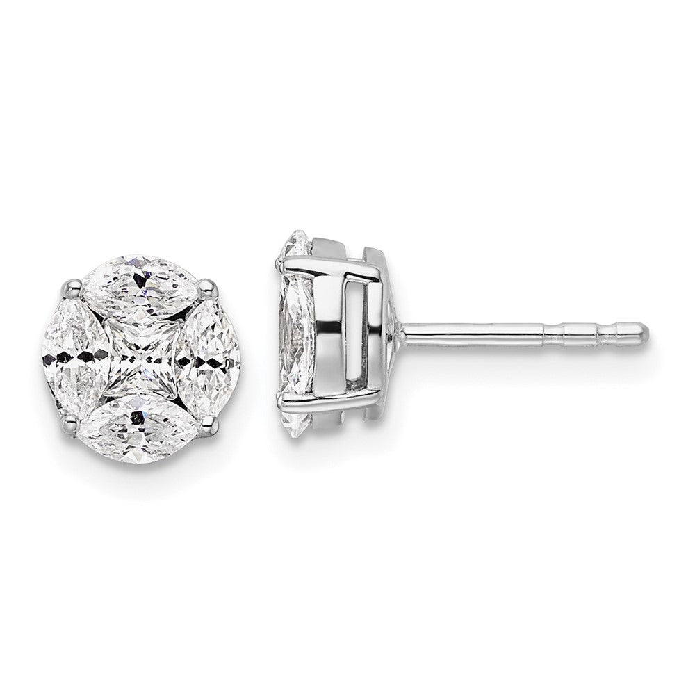 14K White Gold Lab Grown VS/SI FGH Dia Round & Marquise Post Earrings