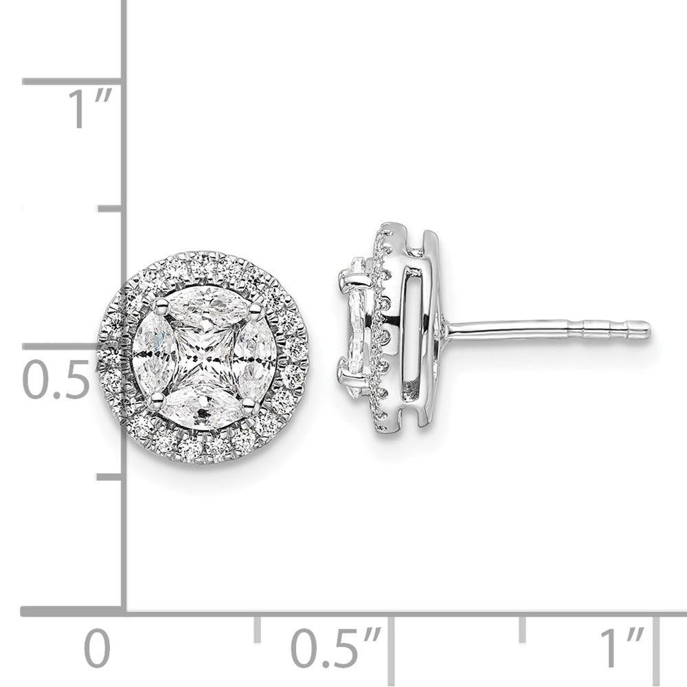 14K White Gold Lab Grown VS/SI FGH Dia Halo Round & Marquise Post Earrings