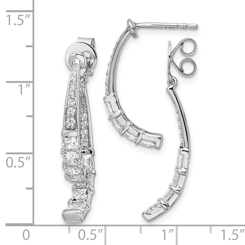 14K White Gold Lab Grown VS/SI FGH Dia Front/Back Post Dangle Earrings