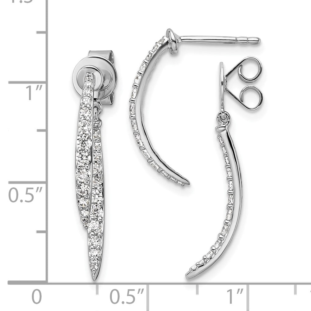 14K White Gold Lab Grown VS/SI FGH Dia Front/Back Post Dangle Earrings